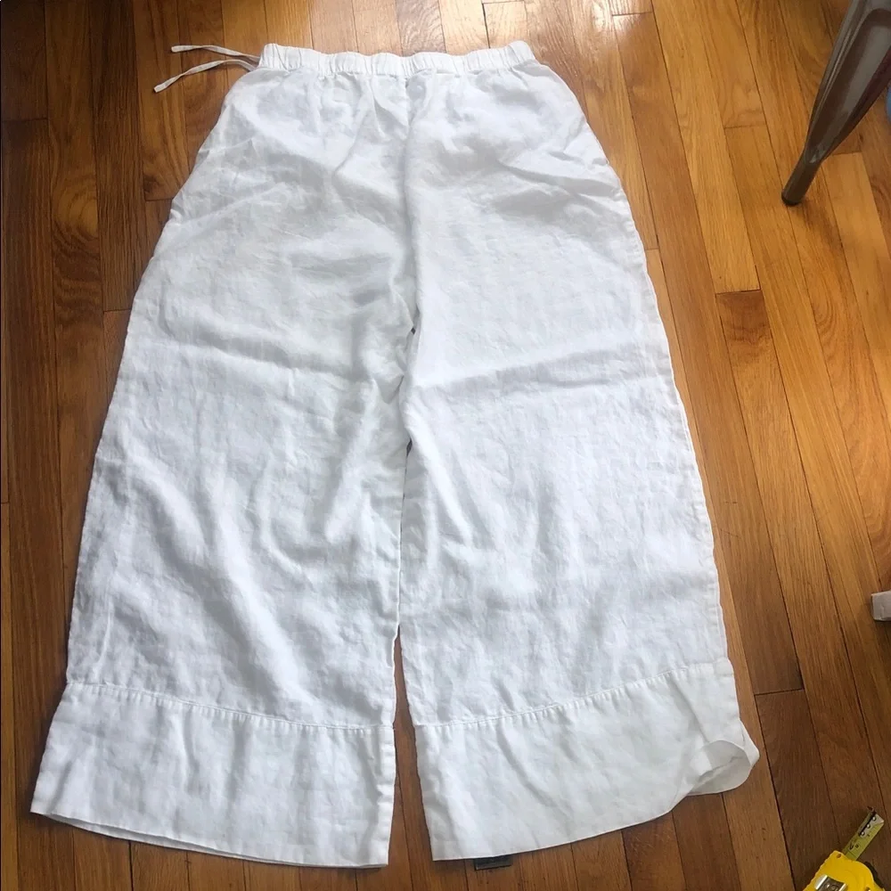 ZARA GORGEOUS LINEN WIDE PANTS LIGHT WEAR AS SEEN IN CROTCH Elegant White large